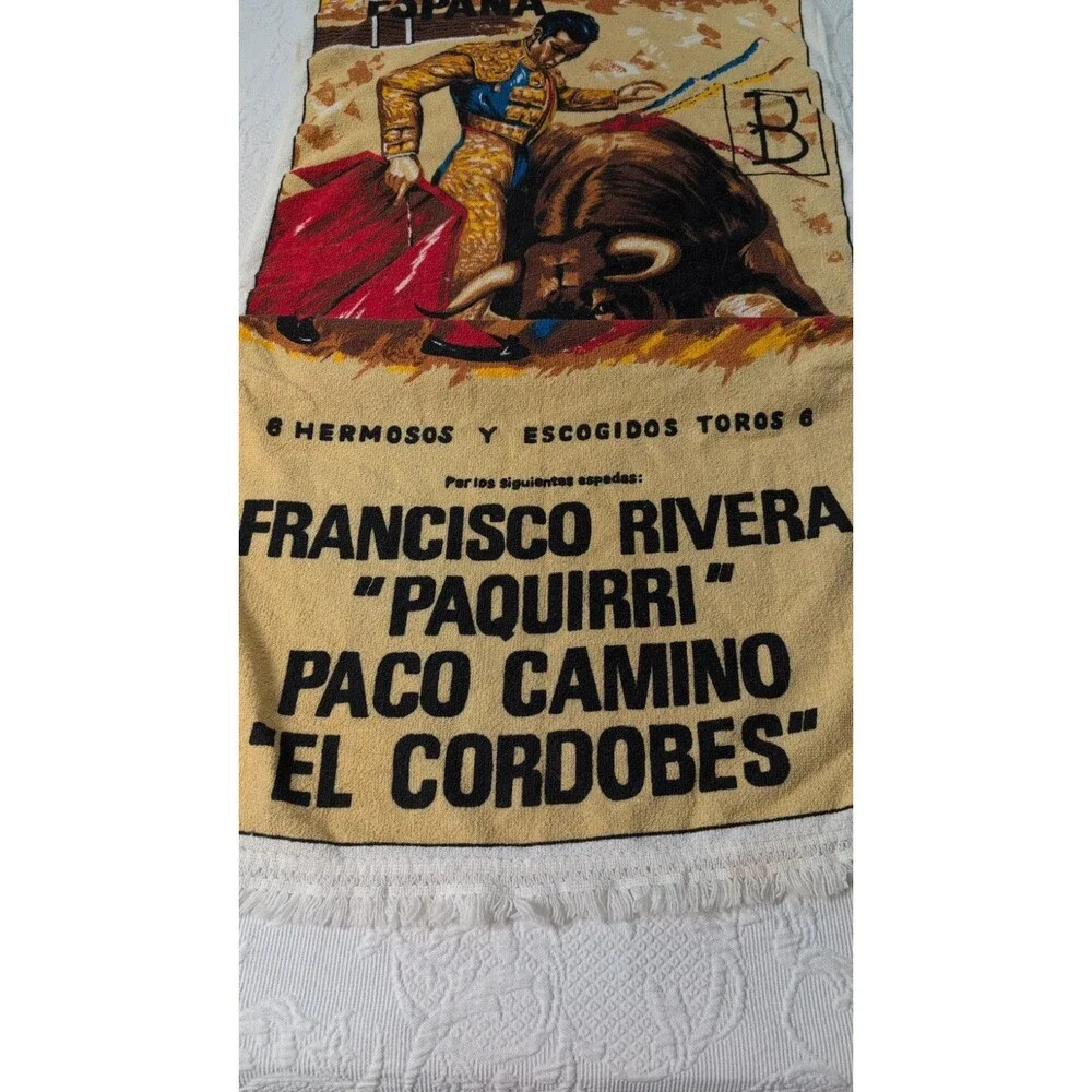 Vintage Plaza de Toros Espana Francisco Rivera Paco Camino Towel Bullfighting
